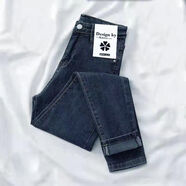 軒蘭歌單/兩件裝彈力牛仔褲女春秋新款緊身韓版高腰顯瘦顯高修身小腳褲 藍灰色【長(cháng)褲】 34 建議160-170斤