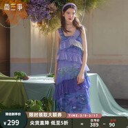兩三事度假超仙的裙子女夏季紫色油畫藝術(shù)吊帶海邊連衣裙云霧睡蓮 紫色預(yù)售 S
