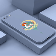 紀普 蘋(píng)果8plus手機殼蘋(píng)果7液態(tài)硅膠se2代保護套8全包直邊防摔國風(fēng)卡通個(gè)性創(chuàng  )意潮牌網(wǎng)紅軟殼 蘋(píng)果8P/7Plus【薰衣灰-YT071福鹿生財】