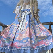 洛麗塔公主裙lolita原創(chuàng)裙子洋裝LO裙洛莉塔蘿莉塔日系JSK連衣裙lo裙復古甜美 名媛派對JSK藍色 均碼