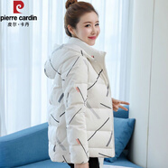 皮爾卡丹高檔輕奢羽絨服女2025新款短款小個(gè)子冬裝保暖休閑百搭外套女 白灰條紋 XL 120-129斤