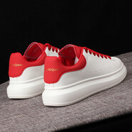YEDANIAO情侶款小白鞋男新品四季款青年男鞋休閑鞋內增高厚底輕便男士板鞋 白紅-常規底 40