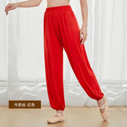 蘭威費雷廣場(chǎng)舞服裝跳舞褲子女夏糖果色運動(dòng)長(cháng)褲寬松舞蹈燈籠褲瑜伽褲薄款 紅色 L