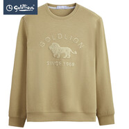金利來(lái)（Goldlion）男裝含棉印花圓領(lǐng)長(cháng)袖t恤男士款秋冬時(shí)尚休閑體恤衫Z 米黃-69 S