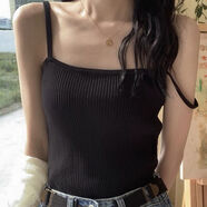 亞百鹿大碼吊帶背心女200斤胖mm大碼女裝純色冰絲針織吊帶 黑色 2XL【155-165斤】