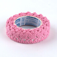 潘蘭德可愛(ài)蕾絲 DIY棉質(zhì)布藝膠帶綁帶 雙色花邊膠布裝飾貼紙瓶子 粉紅色【每卷寬1.5cm，長(cháng)2米】