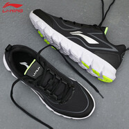 李寧男鞋運動(dòng)鞋子男秋季皮面透氣跑步鞋男子減震輕便防滑運動(dòng)鞋 新標準黑 39.5 內長(cháng)245mm