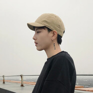 慕瑾繁飾 帽子男韓版原宿棒球帽春夏男女街頭時(shí)尚遮陽(yáng)帽長(cháng)帶子彎檐鴨舌帽 短沿純色卡其 可調節