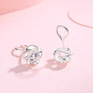 提伯斯925銀梅花綻梅三色耳釘日韓氣質(zhì)簡(jiǎn)約梅花彎鉤耳釘送女友七夕情人 優(yōu)雅白耳釘-白色純潔