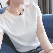 詩蘭倫薩 短袖t恤女純棉2022款寬松上衣女士韓版簡(jiǎn)約體恤女百搭衣服 白色【純白無圖】 M 碼【建議95-108斤】
