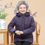 俞兆林（YUZHAOLIN）老年人冬裝女羽絨棉服加厚老人衣服老太太奶奶裝棉衣外套媽媽棉襖 紫色 2XL .（建議110-120斤）