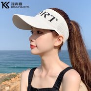 撞青春遮陽防曬帽子女士春夏季空頂帽戶外運動休閑帽口罩帽子套裝太陽帽 SPORT白色 均碼【55-61cm】