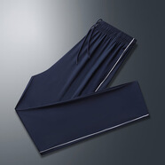 BZDR冰絲校服褲長(zhǎng)褲高中中學(xué)校小學(xué)生直筒藏藍(lán)色一條杠二杠純色超薄 藏藍(lán)一條杠（冰絲） 175