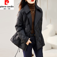 皮爾卡丹（pierre cardin）羽絨棉服女秋冬季新款西裝領(lǐng)短款收腰顯瘦減齡韓版洋氣百搭外套 黑色 2XL 【建議129-140斤】