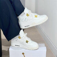 耐克（NIKE）Air Jordan 4 AJ4白金色 中幫防滑耐磨復(fù)古運(yùn)動(dòng)休閑經(jīng)典籃球鞋 AQ9129-170白金 35.5 (220mm)