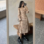 矜持范法式設計感小眾金絨連衣裙女2025新款宮廷風(fēng)黑色裙子長(cháng)款 143#碎花 S