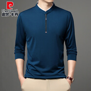 皮爾卡丹（pierre cardin）上衣服衛(wèi)衣商務長袖t恤男春秋季寬松立領體恤打底衫內搭新款 藏青 3XL 185/56