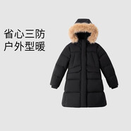安奈兒（Annil）童裝女童長(cháng)款羽絨服2024冬新款保暖三防加厚 黑色 140 