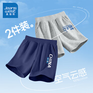 真維斯童裝男童短褲夏季2025新款中大童休閑時尚五分褲兒童夏款純棉運動褲潮 【純棉兩條】灰/藍(lán)中國-藍(lán)/中國 150