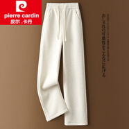 皮爾卡丹（pierre cardin）女裝雪尼爾闊腿褲女秋冬高腰加絨褲休閑褲子燈芯絨窄版春秋直筒褲 白色【 款】 常規(guī) 2XL 30-【建議125-135斤】