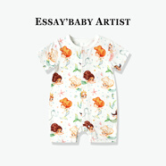 散文集（ESSAYBABY）Essaybaby嬰兒短袖連體衣女夏季有機(jī)棉哈衣爬服寶寶薄款夏裝衣服 遇見美人魚 73