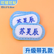 彩色星愿 刺繡定制姓名貼幼兒園名字貼可縫防水兒童衣服校服護士服名字牌 【帶孔易縫】藍（只繡名字）10個