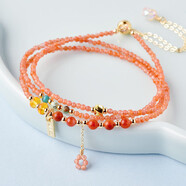 靈菲南紅瑪瑙水晶手串多圈米珠疊戴綠松手鏈項鏈女新年禮物證書(shū)