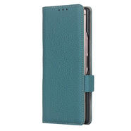 三星（SAMSUNG）【品質(zhì)原裝】Z Fold2手機(jī)殼5G真皮搭扣外套ZFold2錢包款galaxy防 天藍(lán)色 三星Z Fold2
