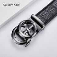Caluom Kaiol皮帶男自動(dòng)扣真皮男士腰帶鱷魚(yú)紋純牛皮褲帶高檔生日禮物送男友 【專柜禮盒】8016百搭槍色 115cm 115-130cm隨機(jī)
