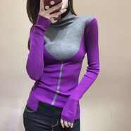 歐洲站2021早秋冬新款歐貨高領(lǐng)打底毛衣女裝潮修身長袖上衣針織衫【15天內(nèi)發(fā)貨】SN2180 紫色 S