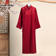 皮爾卡丹（pierre cardin）相聲大褂民國風(fēng)中式長衫長袍立領(lǐng)斜襟馬褂復(fù)古唐裝五四青年演出服 酒紅色 刺繡暗紋 酒紅色   刺繡 170cm 卡丹皇面料