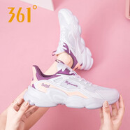 361°女鞋白色運動(dòng)鞋女秋季新款361透氣休閑鞋潮老爹鞋跑步鞋R 361度白/氮氣紫6760F 35