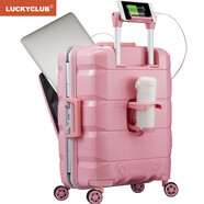 LUCKY CLUB 行李箱學生少女鋁框拉桿箱前置開口旅行小型高顏值登機箱20英寸