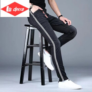 Lee dprre秋冬季韓版潮流男士牛仔褲彈力修身時(shí)尚百搭小腳褲中腰豎條紋長(cháng)褲 810黑色長(cháng)褲 28 碼【腰圍2尺1】