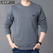 吉普（JEEP）高檔2025新款休閑百搭衛(wèi)衣加絨加厚寬松圓領(lǐng)純棉長(zhǎng)袖t恤秋冬 薄款 灰 3054#春秋 M