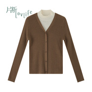 片斷（dribs＆drabs）片斷毛衣女新款半高領(lǐng)假兩件撞色小眾基礎打底彈力百搭上衣 深咖 155/80A/S