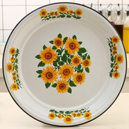 歐麗家琺瑯搪瓷圓盤(pán)搪瓷茶盤(pán)老式懷舊鐵瓷盤(pán)大盤(pán)雞盤(pán)水果燒烤盤(pán)民族餐廳 向日葵【厚實(shí)】 1個(gè) 35cm