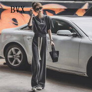 BVX休閑運動套裝女裝夏季新款時尚洋氣減齡網(wǎng)紅炸街短袖闊腿褲兩件套