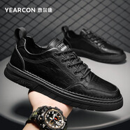 意爾康男鞋2025夏季休閑鞋男運動(dòng)百搭男士經(jīng)典板鞋潮流商務(wù)休閑皮鞋子男 E54109011瑪瑙黑 39 標準尺碼