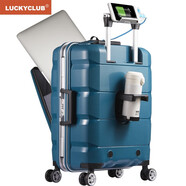 LUCKY CLUB 行李箱男女鋁框拉桿箱前置開(kāi)口商務(wù)旅行小多功能登機箱 20英寸