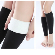 強勁 護小腿套四季運動(dòng)跑步長(cháng)款保暖籃球護腿襪套男女老寒腿護膝秋冬加絨 黑色【30厘米】加厚加絨 L碼【120-160斤】