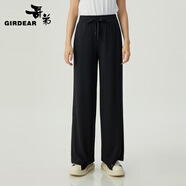 哥弟（GIRDEAR）女裝高腰簡(jiǎn)約百搭莫代爾親膚感直筒休閑長(zhǎng)褲女1100498 黑色 S (2碼)