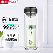希諾（HEENOOR）納米銀99%抑抗菌雙層玻璃杯濾網(wǎng)純鈦金銀辦公車載套禮盒精品水杯 升級(jí)抗菌杯1902-銀灰色 310ml
