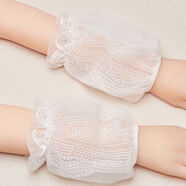 羽絨服套袖女2雙成人兒童袖套蕾絲透明服套袖女工作防臟辦公短款冬季防水 本白色花型隨機 3雙裝下單后顏色留言客服