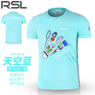 新款RSL亞獅龍羽毛球服男女短袖速干上衣團隊比賽服RT10021 RT10021男款 天空藍 XXXL