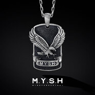 銘揚飾海 925銀老鷹軍牌項鏈男士吊墜潮流嘻哈復古霸氣個(gè)性百搭時(shí)尚掛飾品 吊墜+銀鏈65CM