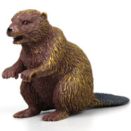 MECHILE仿真動(dòng)物模型兒童玩具擺件動(dòng)物園認知小北極熊犀牛河馬老虎狼羊駝 坐河貍