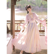 小野七天襦裙中國風(fēng)漢服女學(xué)生春秋款唐褙子古裝圓領(lǐng)半袖齊腰褶裙 無披帛 M 建議身高158-166 體重120斤內(nèi)