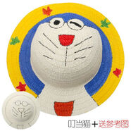 藝馨維尼兒童繪畫(huà)草帽diy手工幼兒園親子活動(dòng)創(chuàng  )意美術(shù)手繪涂鴉帽子 叮當貓-含參考圖