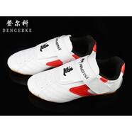 圖穎跆拳道鞋兒童男童訓(xùn)練軟底女初學(xué)道鞋武術(shù)鞋透氣泰拳搏擊鞋 跆拳道紅邊粘扣 26